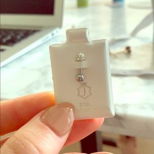 Crystal bellybutton bar for piercing